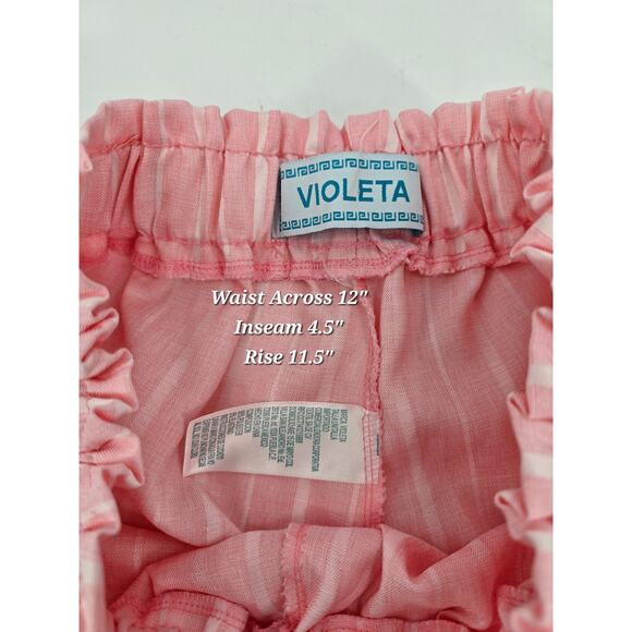Vintage 80's Violeta Pink & White Striped Shorts – Size S (Waist 12”) - Picture 2 of 4